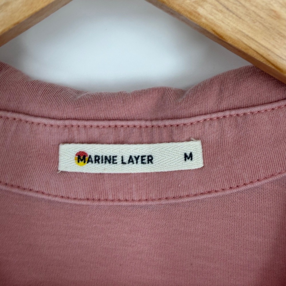 Marine Layer Mens Short Sleeve Pocket Polo Shirt Rose Coastal Relaxed Size M - Picture 3 of 10